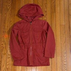paper tee Hooded Zip Anorak in Deep Red